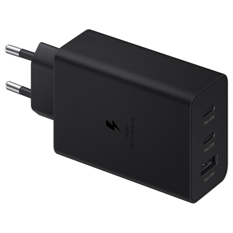 MBUSHES FAST CHARGING SAMSUNG EP-T6530NBEGEU| 65W 2XTYPE C - USB-A BLACK