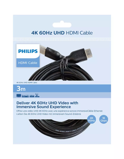 KABLLO HDMI PHILIPS SWV5531/00 | 3M 4K ME ETHERNET BLACK
