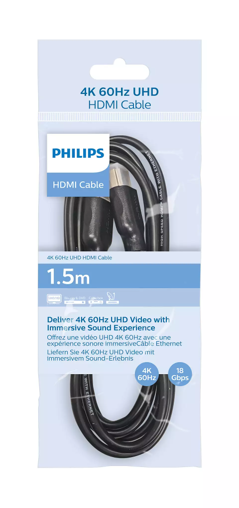 KABLLO HDMI PHILIPS SWV5510/00 | 1.5M 4K ME ETHERNET BLACK