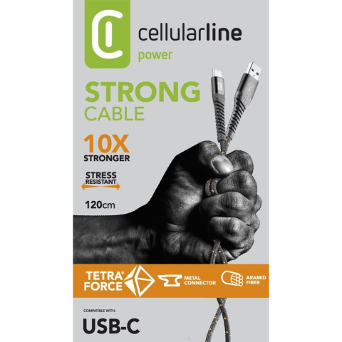 KABLLO CELLULARLINE TETRAFORCE TETRACABTYC1MK | USB-A/TYPE-C 1.2M E ZEZE