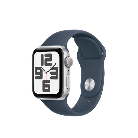 Apple Watch SE3 GPS 40mm Silver Alu Case w Storm Blue Sport Band - S/M