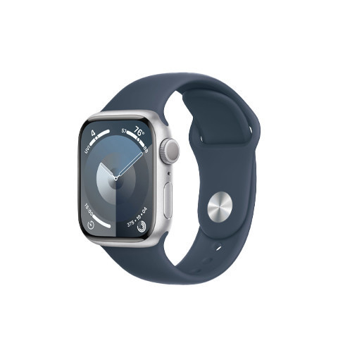 Apple Watch S9 GPS 41mm Silver Alu Case w Storm Blue Sport Band - M/L