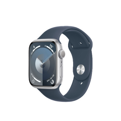 Apple Watch S9 GPS 45mm Silver Alu Case w Storm Blue Sport Band - S/M