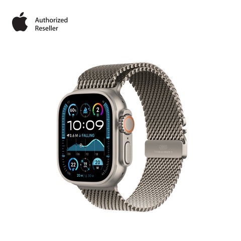 Apple Watch Ultra2 v2 Cellular 49mm Natural Titanium Case with Natural Titanium Milanese Loop - M