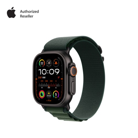 Apple Watch Ultra2 v2 Cellular 49mm Black Titanium Case with Dark Green Alpine Loop - Small