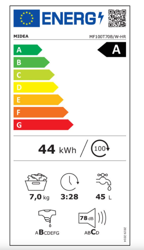 RROBALARËSE MIDEA MF100T70B/W-HR 1200RPM 7KG | ME HAPJE NGA LART