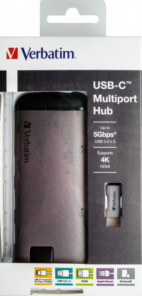 DOCKING STATION VERBATIM MULTIPORT USB-C | 3 x USB HDMI RJ45 SD microSD