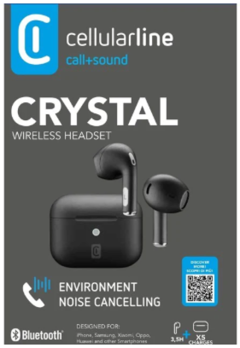 KUFJE BUDS CELLULARLINE CRYSTAL BTCRYSTALTWSK | WIRELESS MIC IN-EAR TE ZEZA