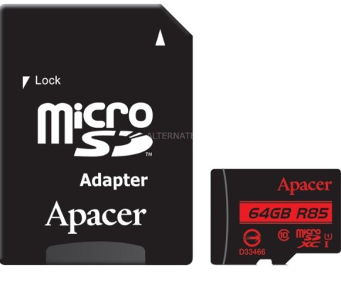 MICRO SD ME ADATPER APACER | 64GB UHS-I CLASS10 85MB/S AP64GMCSX10U5-R 