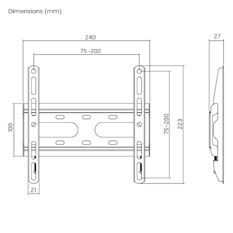 MBAJTESE TV BRATECK KL31-22F | STATIKE 23"-43" 45KG