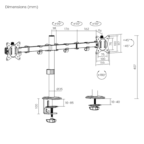 MBAJTESE MONITORI BRATECK LDT66-C024 | DUAL LEVIZESE 17"-32" 9KG