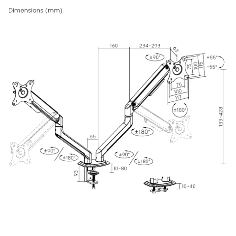 MBAJTESE MONITORI BRATECK LDT63-C024 | DUAL LEVIZESE 17"-32" 9KG