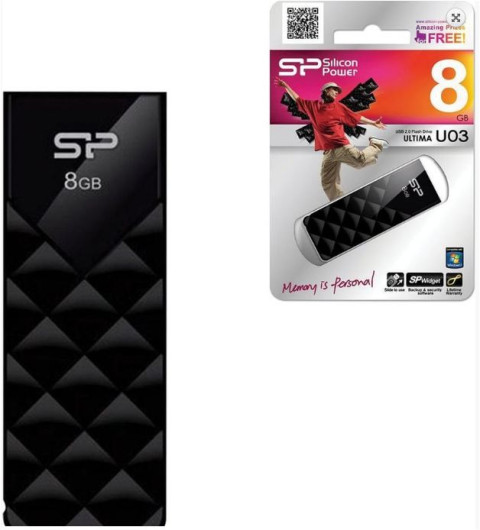 USB DRIVE SILICON POWER ULTIMA U03 | 8GB USB 2.0 BLACK