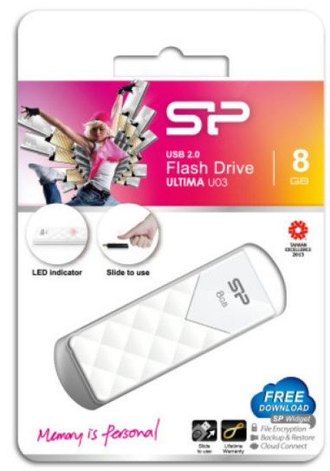 USB DRIVE SILICON POWER ULTIMA U03 | 8GB USB 2.0 WHITE