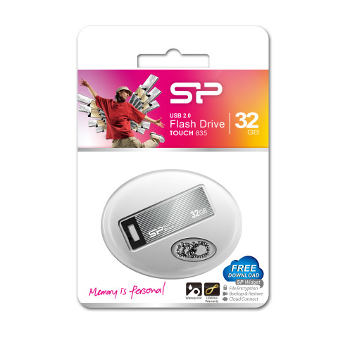 USB DRIVE SILICON POWER TOUCH 835 | 32GB USB 2.0 SHOCK/WATERPROOF IRON GRAY