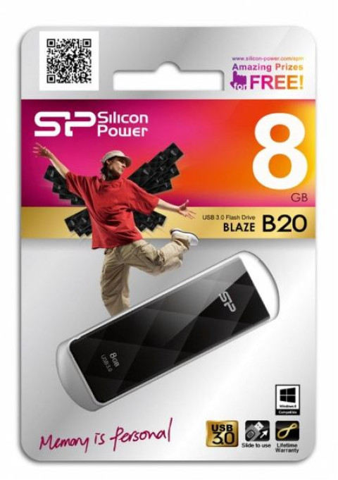 USB DRIVE SILICON POWER BLAZE B20 | 8GB USB 3.0 BLACK