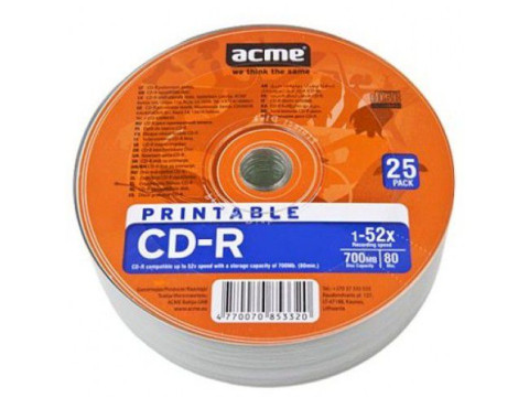 ACME CD-R 80MIN/PRINTERABLE 25 PCS