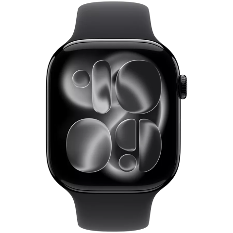 Apple Watch S11 GPS 46mm Jet Black Aluminium Case with Black Sport Band - M/L