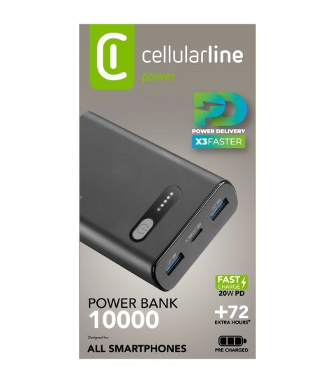 POWER BANK CELLULARLINE FAST PBFAST01PD10000K | 10000MAH I ZI