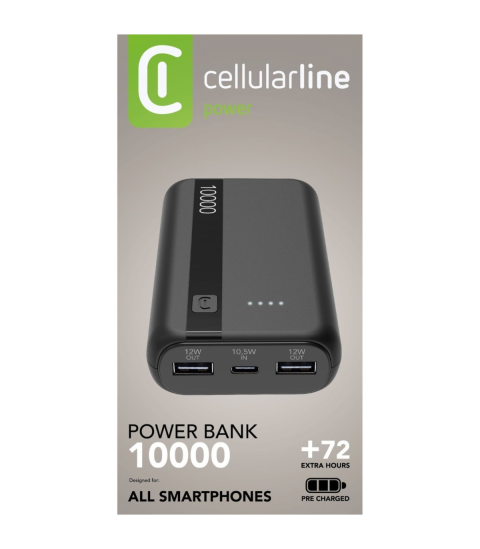 POWER BANK CELLULARLINE PBENTRY10000K | 10000MAH I ZI