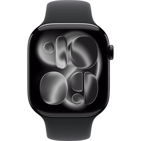 Apple Watch S11 GPS 42mm Jet Black Aluminium Case with Black Sport Band - M/L