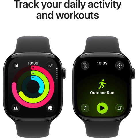 Apple Watch S11 GPS 42mm Jet Black Aluminium Case with Black Sport Band - M/L