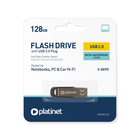 USB DRIVE PLATINET S-DEPO PMFMS128 | 128GB USB 2.0 METALI