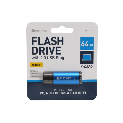 USB DRIVE PLATINET X-DEPO PMFE64BL | 64GB USB 2.0 E ZEZE