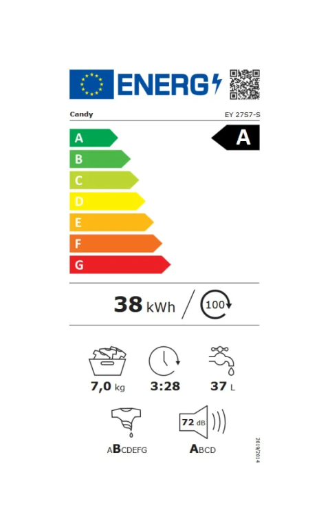 RROBALARËSE CANDY EY 27S7-S 7KG ProWash 100 7KG 1200RPM 6