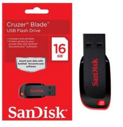 USB DRIVE SANDISK CRUZER BLADE | 16GB USB 2.0 BLACK SDCZ50-O16G-B35