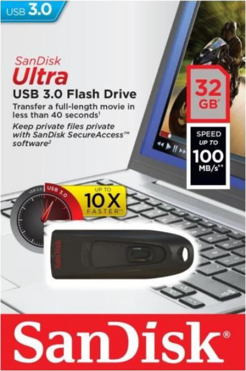 USB DRIVE SANDISK CRUZER ULTRA | 32GB USB 3.0 SDCZ48-O32G-U46