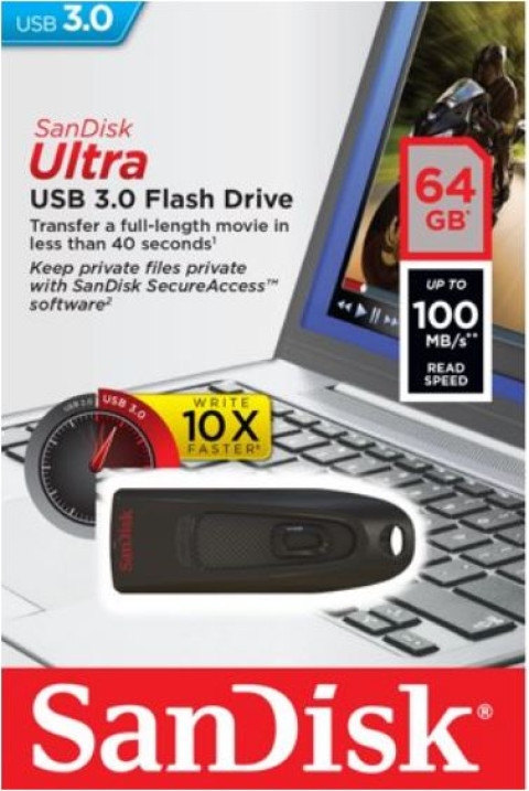 USB DRIVE SANDISK CRUZER ULTRA | 64GB USB 3.0 SDCZ48-O64G-U46