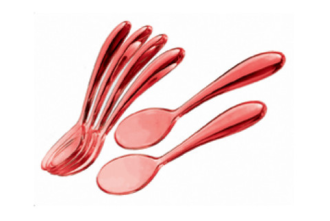 LUGE PER QAJ SET 6PCS RED TEASPOONS CM12  21730065