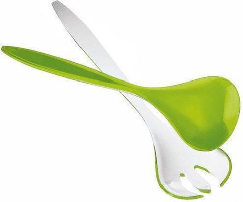 LUGE PER SERVIM WHITE/GREEN TWO-TONE SALAD SERVERS VINTAGE 23570044