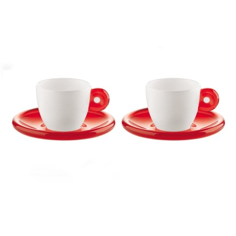 SET ME FILXHAN PER ESPRESSO 2PCS RED WITH SAUCERS GOCCE 26690065