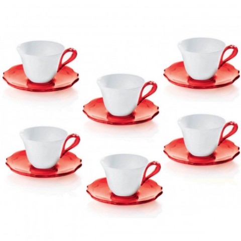 SET ME FILXHAN PER ESPRESSO 6PCS  WITH SAUCERS RED BELLE EPOQUE 29160165