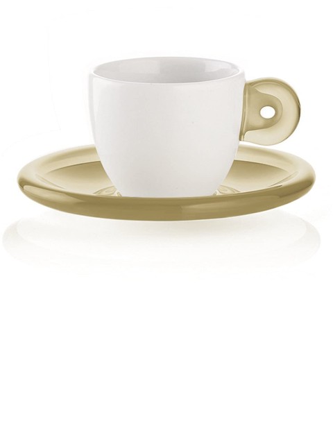 SET ME FILXHAN PER ESPRESSO 6PCS GUZZINI WITH SAUCERS GREEN GOCCE 26690139