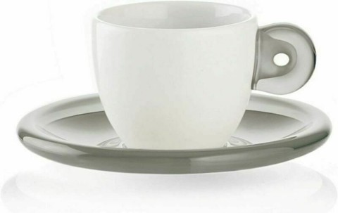 SET ME FILXHAN PER ESPRESSO 6PCS GUZZINI WITH SAUCERS GREY GOCCE 26690192