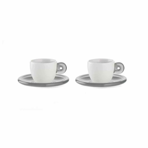 SET ME FILXHAN PER ESPRESSO 2PCS WHITE GREY SAUCERS GOCCE 26690092