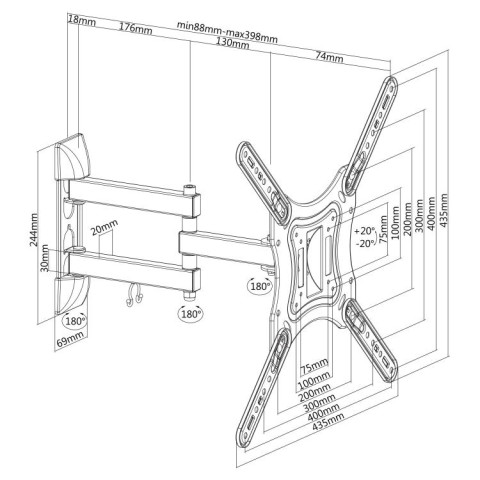 MBAJTESE TV SBOX LCD-443 | LEVIZESE 23"-55" 30KG