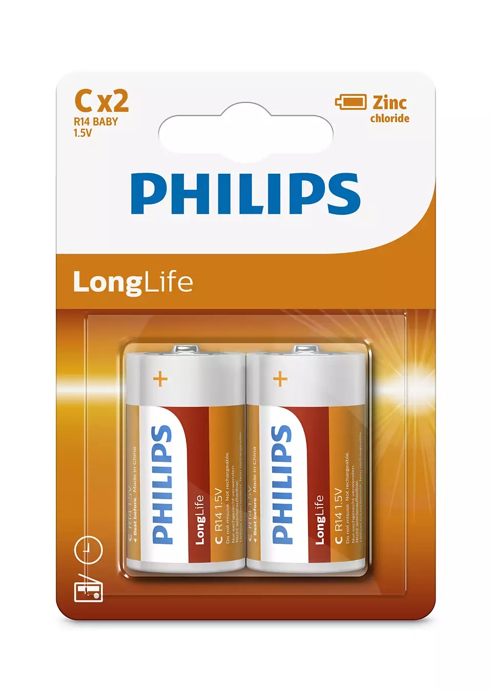 Bateri Philips R14L2B/10 | Long Life C / 2