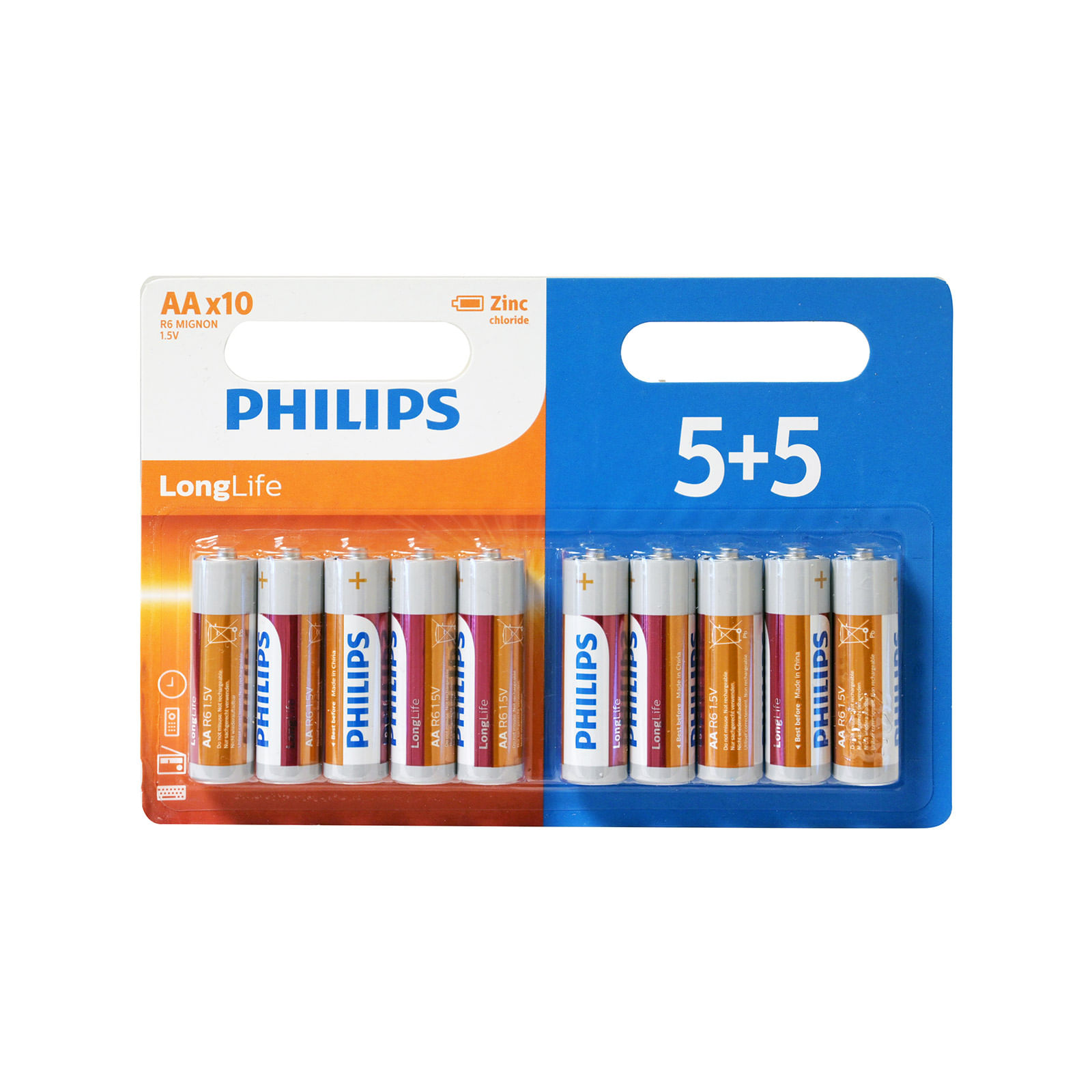 BATERI PHILIPS R6L10BP/10 | LONG LIFE AA / 5+5